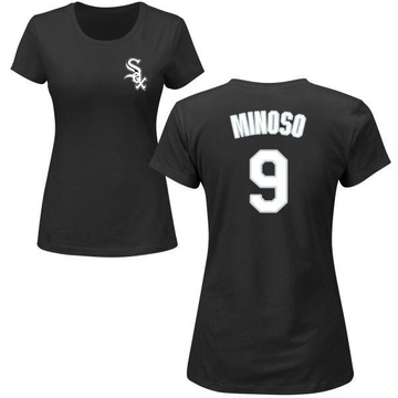 Women's Chicago White Sox Minnie Minoso ＃9 Roster Name & Number T-Shirt - Black