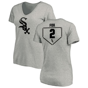Women's Chicago White Sox Nellie Fox ＃2 RBI Slim Fit V-Neck T-Shirt Heathered - Gray