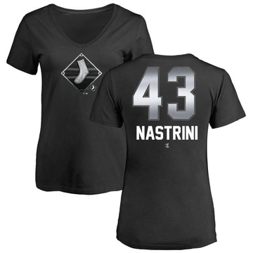 Women's Chicago White Sox Nick Nastrini ＃43 Midnight Mascot V-Neck T-Shirt - Black
