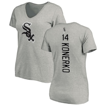Women's Chicago White Sox Paul Konerko ＃14 Backer Slim Fit T-Shirt Ash