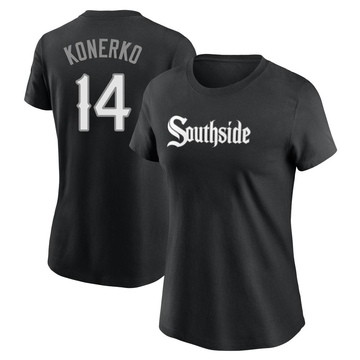 Women's Chicago White Sox Paul Konerko ＃14 City Connect Name & Number T-Shirt - Black