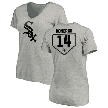 Women's Chicago White Sox Paul Konerko ＃14 RBI Slim Fit V-Neck T-Shirt Heathered - Gray