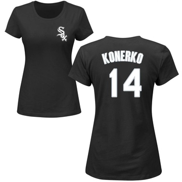 Women's Chicago White Sox Paul Konerko ＃14 Roster Name & Number T-Shirt - Black