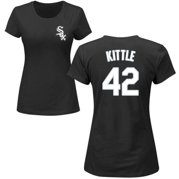 Women's Chicago White Sox Ron Kittle ＃42 Roster Name & Number T-Shirt - Black