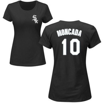 Women's Chicago White Sox Yoan Moncada ＃10 Roster Name & Number T-Shirt - Black