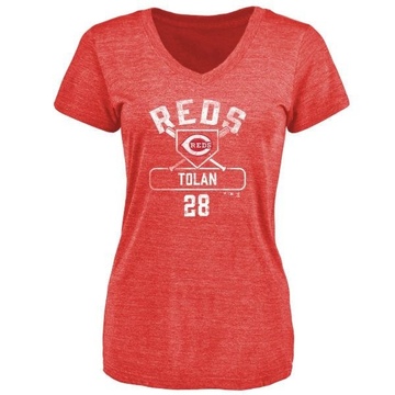 Women's Cincinnati Reds Bobby Tolan ＃28 Base Runner T-Shirt - Red