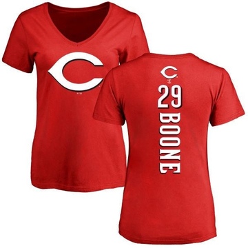 Women's Cincinnati Reds Bret Boone ＃29 Backer Slim Fit T-Shirt - Red