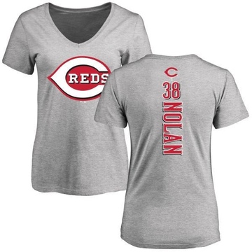 Women's Cincinnati Reds Gary Nolan ＃38 Backer Slim Fit T-Shirt Ash