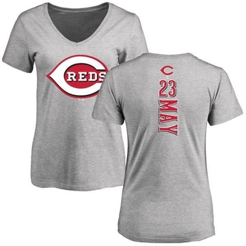 Women's Cincinnati Reds Lee May ＃23 Backer Slim Fit T-Shirt Ash