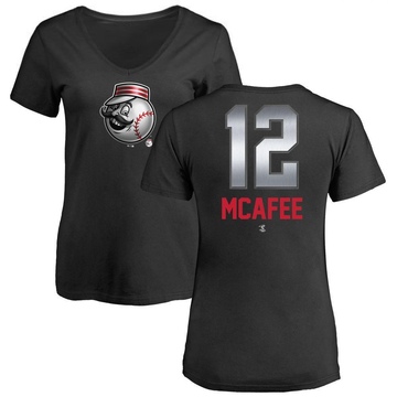 Women's Cincinnati Reds Quincy Mcafee ＃12 Midnight Mascot V-Neck T-Shirt - Black