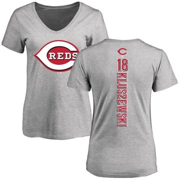 Women's Cincinnati Reds Ted Kluszewski ＃18 Backer Slim Fit T-Shirt Ash