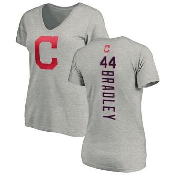 Women's Cleveland Guardians Bobby Bradley ＃44 Backer Slim Fit T-Shirt Ash