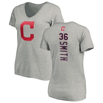 Women's Cleveland Guardians Cade Smith ＃36 Backer Slim Fit T-Shirt Ash