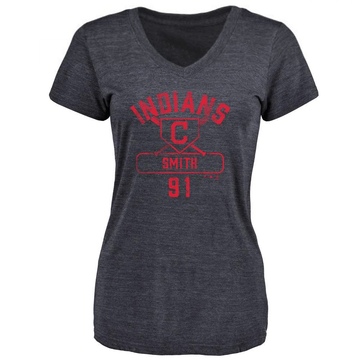 Women's Cleveland Guardians Cade Smith ＃91 Base Runner T-Shirt - Navy