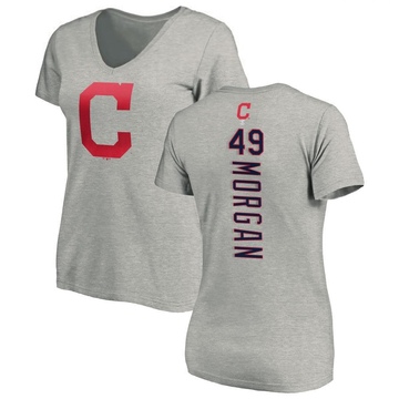 Women's Cleveland Guardians Eli Morgan ＃49 Backer Slim Fit T-Shirt Ash