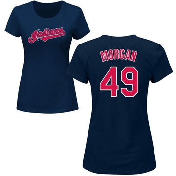 Women's Cleveland Guardians Eli Morgan ＃49 Roster Name & Number T-Shirt - Navy