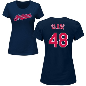 Women's Cleveland Guardians Emmanuel Clase ＃48 Roster Name & Number T-Shirt - Navy
