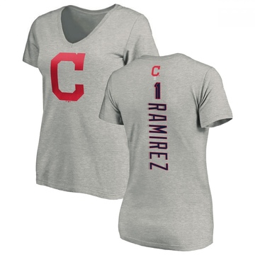 Women's Cleveland Guardians Jose Ramirez ＃11 Backer Slim Fit T-Shirt Ash