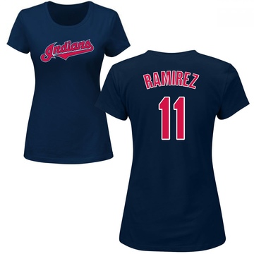 Women's Cleveland Guardians Jose Ramirez ＃11 Roster Name & Number T-Shirt - Navy