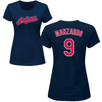 Women's Cleveland Guardians Kyle Manzardo ＃9 Roster Name & Number T-Shirt - Navy