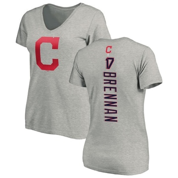 Women's Cleveland Guardians Will Brennan ＃17 Backer Slim Fit T-Shirt Ash