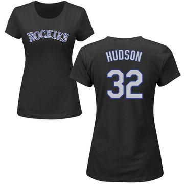 Women's Colorado Rockies Dakota Hudson ＃32 Roster Name & Number T-Shirt - Black