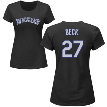 Women's Colorado Rockies Jordan Beck ＃27 Roster Name & Number T-Shirt - Black
