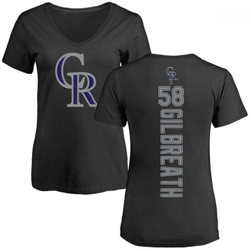Women's Colorado Rockies Lucas Gilbreath ＃58 Backer Slim Fit T-Shirt - Black