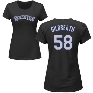 Women's Colorado Rockies Lucas Gilbreath ＃58 Roster Name & Number T-Shirt - Black