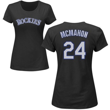 Women's Colorado Rockies Ryan McMahon ＃24 Roster Name & Number T-Shirt - Black