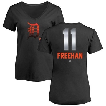 Women's Detroit Tigers Bill Freehan ＃11 Midnight Mascot V-Neck T-Shirt - Black