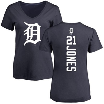 Women's Detroit Tigers JaCoby Jones ＃21 Backer Slim Fit T-Shirt - Navy