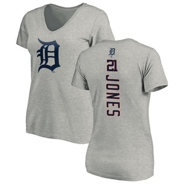Women's Detroit Tigers JaCoby Jones ＃21 Backer Slim Fit T-Shirt Ash
