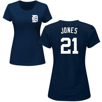 Women's Detroit Tigers JaCoby Jones ＃21 Roster Name & Number T-Shirt - Navy