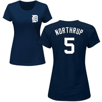 Women's Detroit Tigers Jim Northrup ＃5 Roster Name & Number T-Shirt - Navy