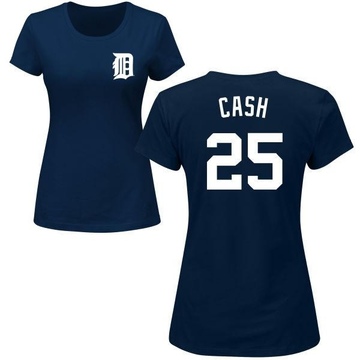 Women's Detroit Tigers Norm Cash ＃25 Roster Name & Number T-Shirt - Navy