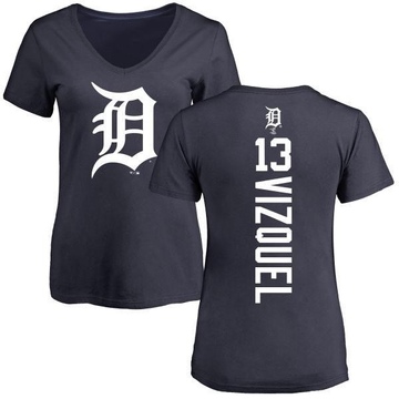 Women's Detroit Tigers Omar Vizquel ＃13 Backer Slim Fit T-Shirt - Navy