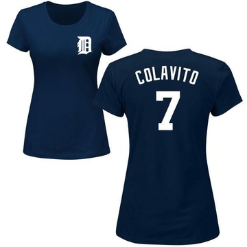 Women's Detroit Tigers Rocky Colavito ＃7 Roster Name & Number T-Shirt - Navy