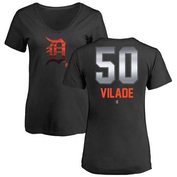 Women's Detroit Tigers Ryan Vilade ＃50 Midnight Mascot V-Neck T-Shirt - Black