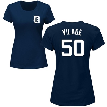 Women's Detroit Tigers Ryan Vilade ＃50 Roster Name & Number T-Shirt - Navy