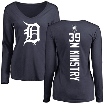 Women's Detroit Tigers Zach McKinstry ＃39 Backer Slim Fit Long Sleeve T-Shirt - Navy