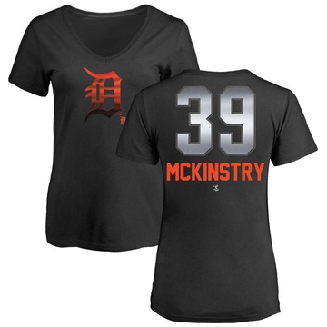Women's Detroit Tigers Zach McKinstry ＃39 Midnight Mascot V-Neck T-Shirt - Black