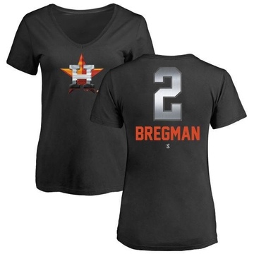 Women's Houston Astros Alex Bregman ＃2 Midnight Mascot V-Neck T-Shirt - Black
