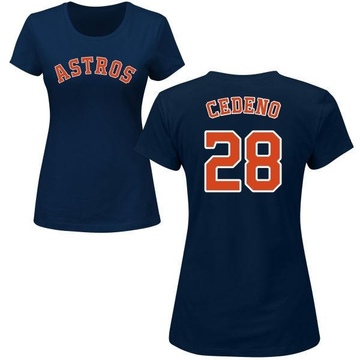 Women's Houston Astros Cesar Cedeno ＃28 Roster Name & Number T-Shirt - Navy