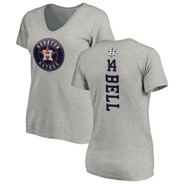 Women's Houston Astros Derek Bell ＃14 Backer Slim Fit T-Shirt Ash