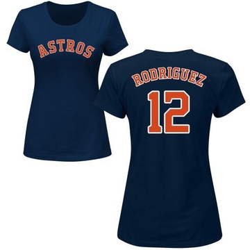 Women's Houston Astros Ivan Rodriguez ＃12 Roster Name & Number T-Shirt - Navy