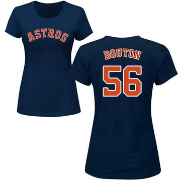 Women's Houston Astros Jim Bouton ＃56 Roster Name & Number T-Shirt - Navy