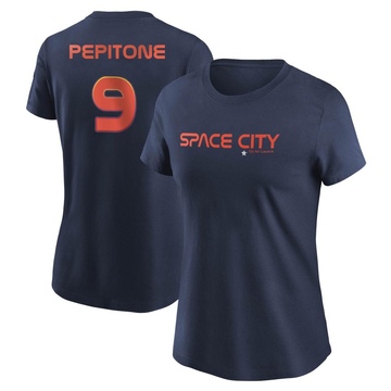 Women's Houston Astros Joe Pepitone ＃9 2022 City Connect Name & Number T-Shirt - Navy