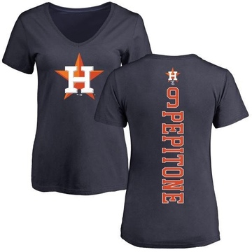 Women's Houston Astros Joe Pepitone ＃9 Backer Slim Fit T-Shirt - Navy