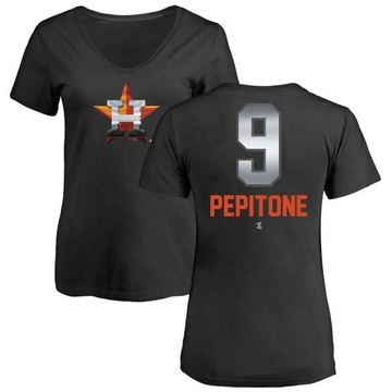Women's Houston Astros Joe Pepitone ＃9 Midnight Mascot V-Neck T-Shirt - Black